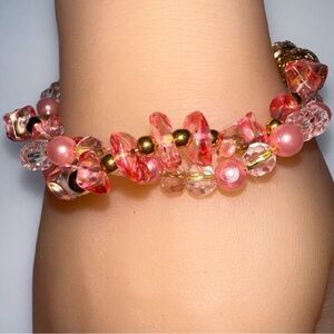 Watermelon Crystal Twisted Beaded Bracelet